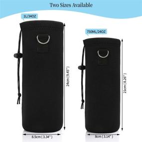 img 3 attached to 🥤 Water Bottle Carrier Bag Case - Insulated Neoprene Holder Pouch Cover 750ML 1000ML with Adjustable Shoulder Strap, for Stainless Steel, Glass, Plastic Bottles, Sport Energy Drinks - ToLuLu