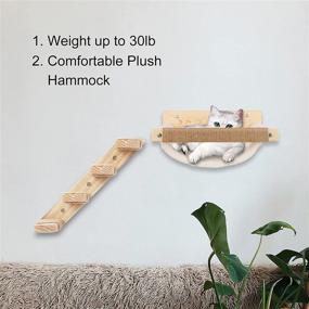 img 2 attached to 🐱 Expand Your Cat's Territory with the Wooden Cat Wall Furniture: A Wall-Mounted Cat Hammock with Sisal Scratching, Climbing Shelves & Perch Bed for Optimal Kitty Comfort and Entertainment