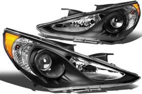 img 4 attached to 🚘 DNA Motoring Black Amber Projector Headlights for 2011-2014 Sonata Excludes Hybrid