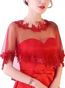 img 4 attached to Women's Wedding Bridal Shawls with 👰 Lace Appliques for Shoulder Covering, Bolero Style