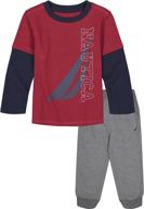 👦 nautica boys' 2-piece pants sets: stylish and versatile outfits for little ones logo