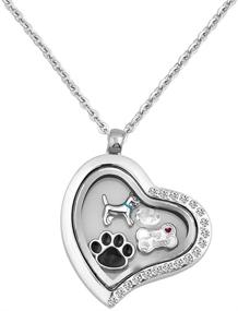 img 1 attached to Locket Shaped Pawprint Floating Necklace