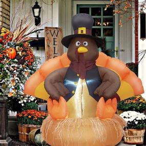 img 4 attached to 🦃 Mesmerizing Twinkle Star 5 FT Inflatable Lighted Turkey: Thanksgiving Yard Decor Display for Autumn Fall Outdoor Decoration