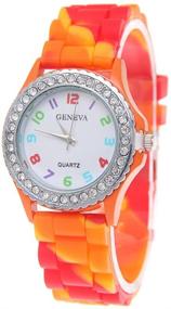 img 1 attached to Wholesale Watch Set: CdyBox 5 Pack Rhinestone Colorful Silicone Jelly Wristwatches for Women and Girls