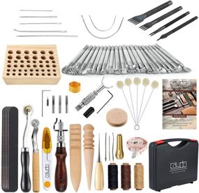 img 4 attached to Complete Leather Craft Kit for Beginners: Caydo 67-Piece Tool Set with Instructions & Tool Holder
