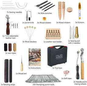img 3 attached to Complete Leather Craft Kit for Beginners: Caydo 67-Piece Tool Set with Instructions & Tool Holder