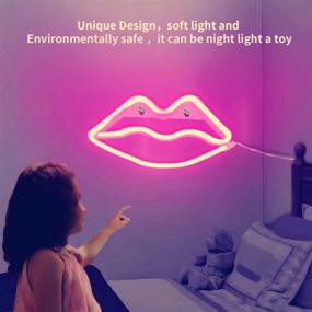 img 1 attached to 💋 QiaoFei Lips Shaped Neon Signs: Vibrant LED Art Decor for Romantic Wall Décor, Party, and Event Decoration in Pink – Perfect for Studio, Kids Room, Living Room, Wedding Party