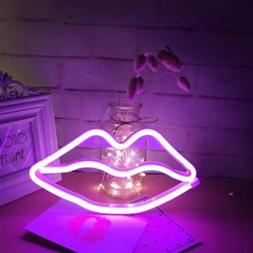 img 2 attached to 💋 QiaoFei Lips Shaped Neon Signs: Vibrant LED Art Decor for Romantic Wall Décor, Party, and Event Decoration in Pink – Perfect for Studio, Kids Room, Living Room, Wedding Party