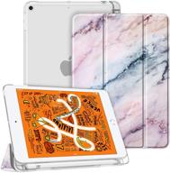 fintie ipad mini 5 2019 case - slim lightweight shell cover with translucent frosted back protector | auto wake/sleep | 7.9 inch 5th generation ipad mini | marble pink logo