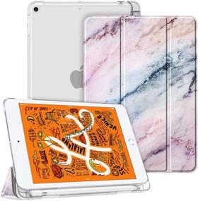 img 4 attached to Fintie iPad Mini 5 2019 Case - Slim Lightweight Shell Cover with Translucent Frosted Back Protector | Auto Wake/Sleep | 7.9 Inch 5th Generation iPad Mini | Marble Pink