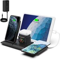 🔌 nanami 5 in 1 wireless charger: fast charging station for iwatch se/6/5/4/3/2/1, airpods pro/2, iphone 13/12/11, galaxy s20/s10 with extra usb-a port for ipad - 36w adapter included logo