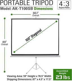 img 2 attached to 🎥 AKIA Screens AK-T100SB1: Portable Projector Screen with Stand - 100 inch 4:3/16:9 White Retractable Display, 8K/4K HD & 3D Ready - Perfect for Indoor/Outdoor Home Theater, Movies, Office Presentations