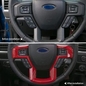 img 1 attached to 🔴 Красная облицовка рулевого колеса - интерьерные аксессуары для Ford F150 F250 F350 2015 2016 2017 Super Duty - JeCar