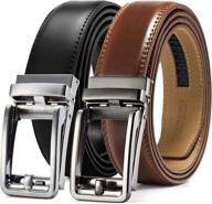 shop the stylish ratchet leather sliding buckle: adjustable men's belt accessories logo