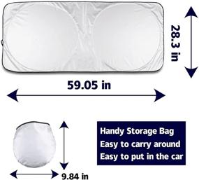 img 3 attached to 🚘 JUSTTOP Car Windshield Sun Shade - Foldable Sun Car Window Shield 210T Coated Silver Cloth Reflective Polyester Material Blocks 99% UV Rays, Fits Most Windshields - Medium 59 x 31 in for Enhanced SEO