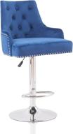 🪑 blue velvet swivel bar stool with adjustable height, tufted upholstery, footrest, and back for counter, kitchen island, kitchen - stylish and functional barstools logo