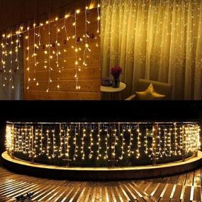 img 1 attached to 400 LED Outdoor Curtain Lights - 26.2FT x 3.3FT - 8 Shining Modes - Indoor Ceremony Birthday Christmas Party Bedroom Balcony Roof Decorations - Warm White