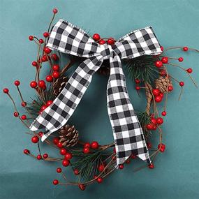 img 1 attached to 🎁 WANLING 2 Rolls Wired Edge Ribbons: Black Red Plaid & Black White Buffalo Plaid, 13 Yards x 2 Inches for DIY Gift Wrapping, Wedding Crafts & Decorations