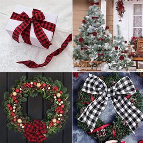 img 2 attached to 🎁 WANLING 2 Rolls Wired Edge Ribbons: Black Red Plaid & Black White Buffalo Plaid, 13 Yards x 2 Inches for DIY Gift Wrapping, Wedding Crafts & Decorations