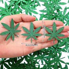 img 2 attached to 🌿 100 Pieces of Green Glitter Weed Leaf Paper Confetti - Perfect for 420 Birthday Parties, Wedding Festivals, Table Decorations, and Baby Shower Themes