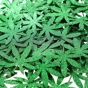 img 3 attached to 🌿 100 Pieces of Green Glitter Weed Leaf Paper Confetti - Perfect for 420 Birthday Parties, Wedding Festivals, Table Decorations, and Baby Shower Themes