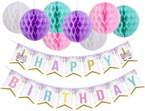 img 4 attached to Unicorn Birthday Banner with Pom Pom Balls - Lovely Theme Party Decorations for Girls' Birthday - Complete Supplies