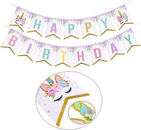 img 3 attached to Unicorn Birthday Banner with Pom Pom Balls - Lovely Theme Party Decorations for Girls' Birthday - Complete Supplies