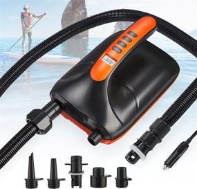 img 4 attached to Holoana 20PSI High Pressure SUP Electric Pump - Auto-Off, Dual-Stage 🔌 Inflation/Deflation - Portable 12V Car Pump for Paddleboard, Kayak, Tents, and Inflatables