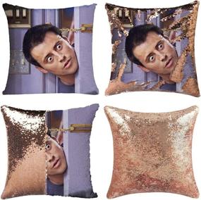 img 3 attached to 🎁 Чехол для подушки с пайетками Joey из сериала Друзья Jiamos Merch, шампанское золото, совершает переворот пайеток, смешной подарок для нее и его.