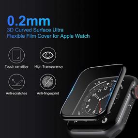 img 3 attached to 📱 3 упаковки 3D изогнутых антицарапающих защитных пленок для Apple Watch Series 6/SE/5/4 44 мм - без пузырей, HD ультра неразрушимая пленка, совместимая с Apple iWatch SE/6/5/4