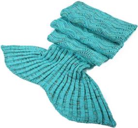 img 1 attached to Mermaid Tail Blanket - Handmade Crochet Sleeping Bag for Kids, Teens, and Adults - Soft and Warm - Perfect Birthday or Christmas Gift - 74''x35'' - Mint Green