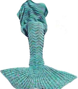 img 4 attached to Mermaid Tail Blanket - Handmade Crochet Sleeping Bag for Kids, Teens, and Adults - Soft and Warm - Perfect Birthday or Christmas Gift - 74''x35'' - Mint Green