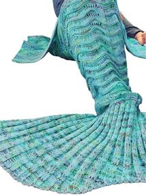 img 3 attached to Mermaid Tail Blanket - Handmade Crochet Sleeping Bag for Kids, Teens, and Adults - Soft and Warm - Perfect Birthday or Christmas Gift - 74''x35'' - Mint Green