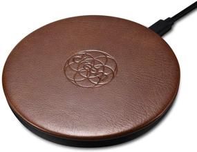 img 1 attached to Dreem Beam 10W Wireless Charger, High-Quality Vegan Leather Qi-Certified Inductive Fast Charging Pad, Chocolate - Gift Box