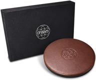 dreem beam 10w wireless charger, high-quality vegan leather qi-certified inductive fast charging pad, chocolate - gift box logo