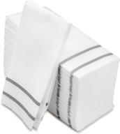 fete decorative hand towels disposable: elegant silver design for formal dinner, anniversary & more - pack of 50 linen-feel guest towels/ napkins for tables, guestrooms, and restrooms - 8.5x 4-inches folded logo