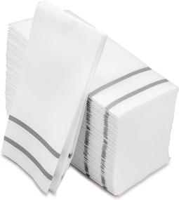 img 4 attached to Fete Decorative Hand Towels Disposable: Elegant Silver Design for Formal Dinner, Anniversary & More - Pack of 50 Linen-Feel Guest Towels/ Napkins for Tables, Guestrooms, and Restrooms - 8.5x 4-Inches Folded