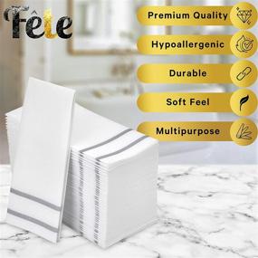 img 3 attached to Fete Decorative Hand Towels Disposable: Elegant Silver Design for Formal Dinner, Anniversary & More - Pack of 50 Linen-Feel Guest Towels/ Napkins for Tables, Guestrooms, and Restrooms - 8.5x 4-Inches Folded