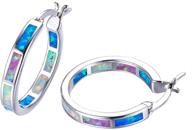 💎 multicolor opal huggie earrings: 925 sterling silver small hoops for women & girls - hypoallergenic jewelry ideal for sensitive ears logo