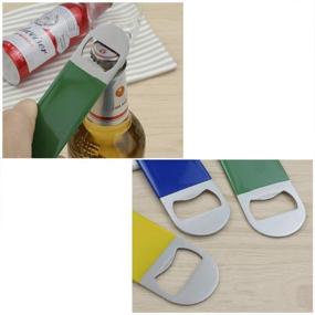 img 2 attached to 🍺 Set of 6 Anbers Stainless Steel Flat Bar Key Bottle Openers with Rubber Coating