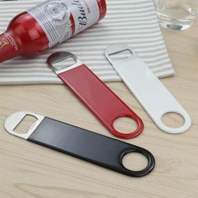 img 1 attached to 🍺 Set of 6 Anbers Stainless Steel Flat Bar Key Bottle Openers with Rubber Coating