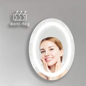 img 1 attached to 💡 Enhance Your Bathroom Experience with MIRPLUS 24 x 32 inch Oval LED Mirror - Lighted Vanity Mirror with Anti-Fog & Dimmable Backlit Makeup Mirror - Waterproof IP44 - Hardwired or Plug in