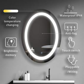 img 3 attached to 💡 Enhance Your Bathroom Experience with MIRPLUS 24 x 32 inch Oval LED Mirror - Lighted Vanity Mirror with Anti-Fog & Dimmable Backlit Makeup Mirror - Waterproof IP44 - Hardwired or Plug in