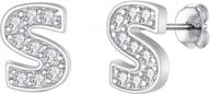 💎 925 sterling silver initial earrings with alphabet letter studs, featuring white cubic zirconia, ideal for sensitive ears - ever faith logo