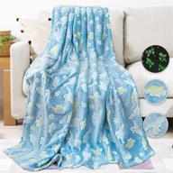 yoshoot dinosaur blanket glow in the dark: 50 x 60 inches soft plush thicken blanket for boys and girls - all seasons luminous blankets, blue dinosaur throw blankets - perfect gift for kids logo