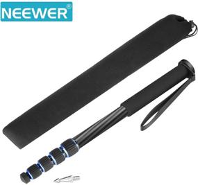 img 3 attached to Neewer Carbon Fiber Monopod - Adjustable Portable Stand, 19-64 inches/48-163 centimeters, 5 Sections - Ideal for Canon Nikon Pentax Sony Olympus DSLR - Supports up to 22lbs/10kg - With Carrying Bag (Black + Blue)