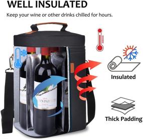 img 3 attached to 🍷 Tirrinia 4 Bottle Wine Carrier - Insulated Cooler Tote Bag for Travel, Wine Tasting, BYOB & Parties - Perfect Gift for Wine Lovers!