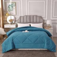 🛏️ leisurely collection all seasons reversible soft comforter - winter summer warmth - fluffy polyester quilt (blue, twin size) logo