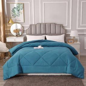 img 4 attached to 🛏️ LEISURELY COLLECTION All Seasons Reversible Soft Comforter - Winter Summer Warmth - Fluffy Polyester Quilt (Blue, Twin Size)