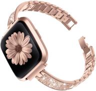 toyouths stylish bracelet compatible with fitbit versa/versa 2 bands women slim strap replacement for versa lite special edition stainless steel metal leather accessories (copper rose for versa 2) logo